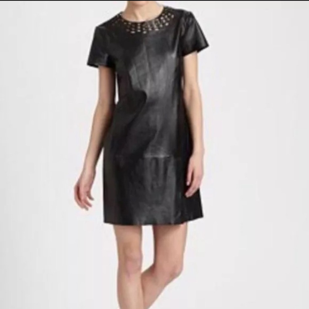 Diane von Furstenberg yvanna leather shift cut-out Dress / Size 4
